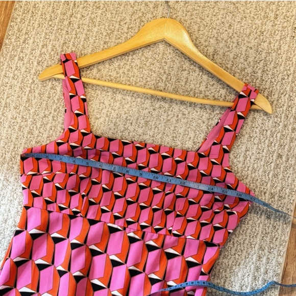 Diane Von Furstenberg X Target Dress Mini Retro Geo Print Pink Orange Black Sz 6 - Picture 8 of 15